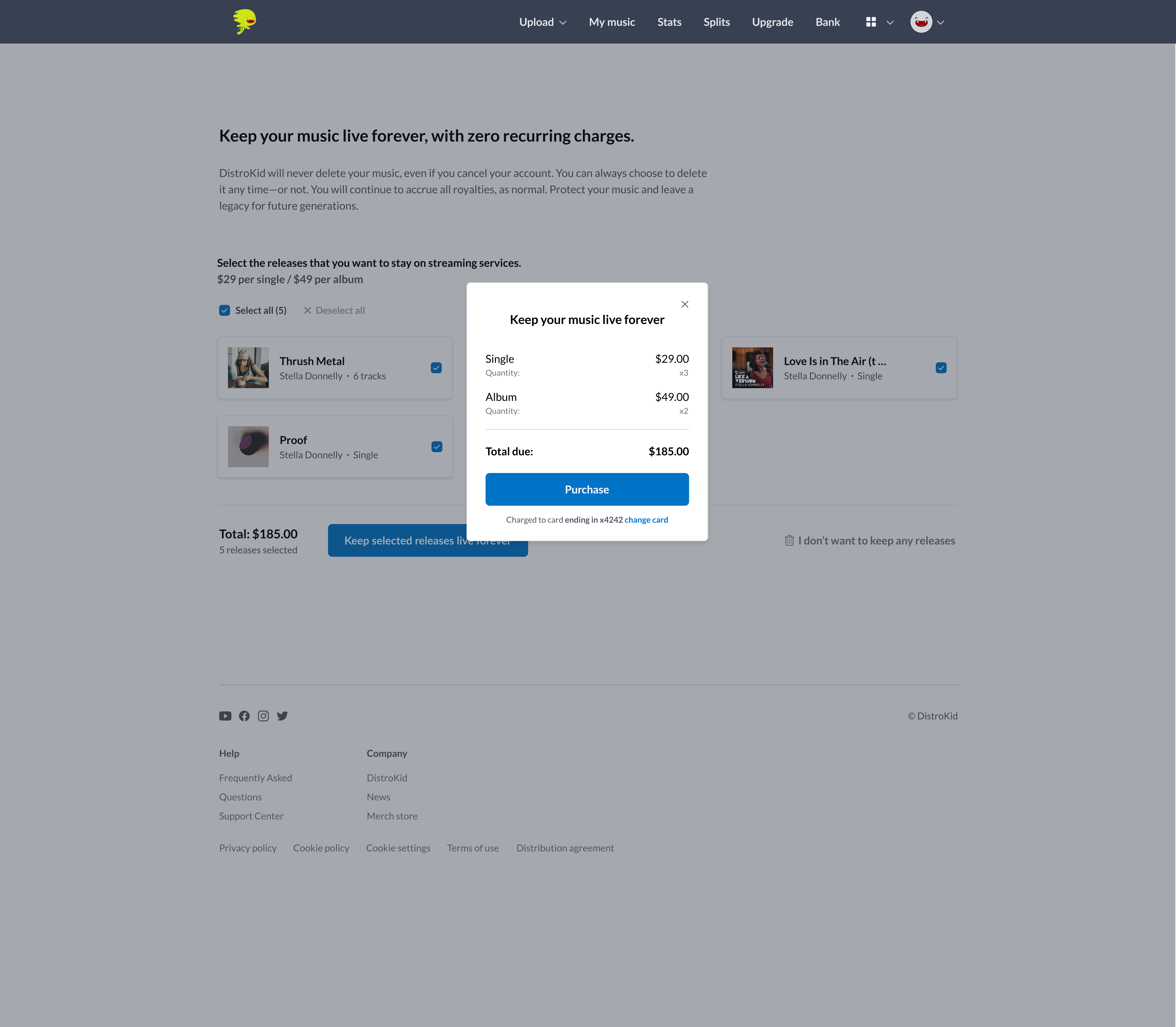 Leave a Legacy checkout screen